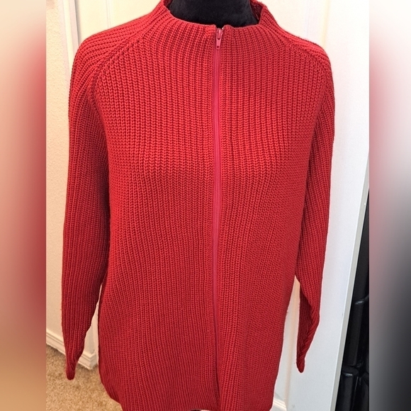 Venezia Vitale Red Full Zip Sweater   Size L - Picture 1 of 8